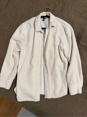 H&M Off-White Quilted Corduroy Shacket